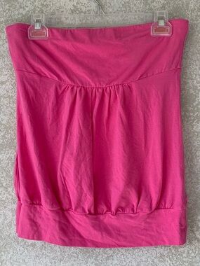 Tresics Hot Pink Strapless Tube Top Large Built in Bra Cotton